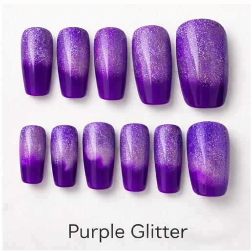 Purple Glitter Ombre Nail Set
