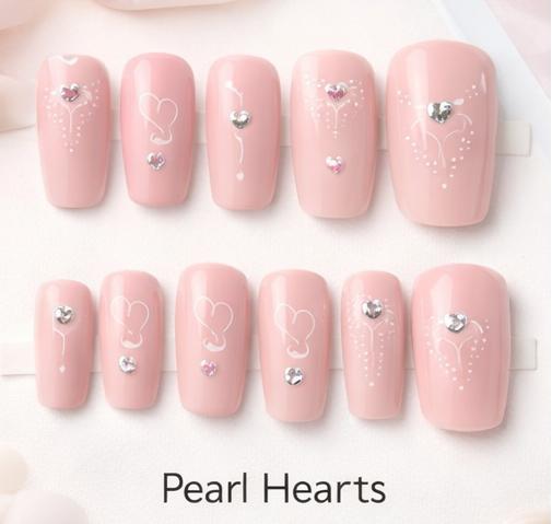 Pearl Hearts Nail Set
