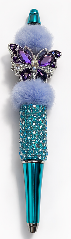 Blue & Lavender Fuzzy Butterfly Pen