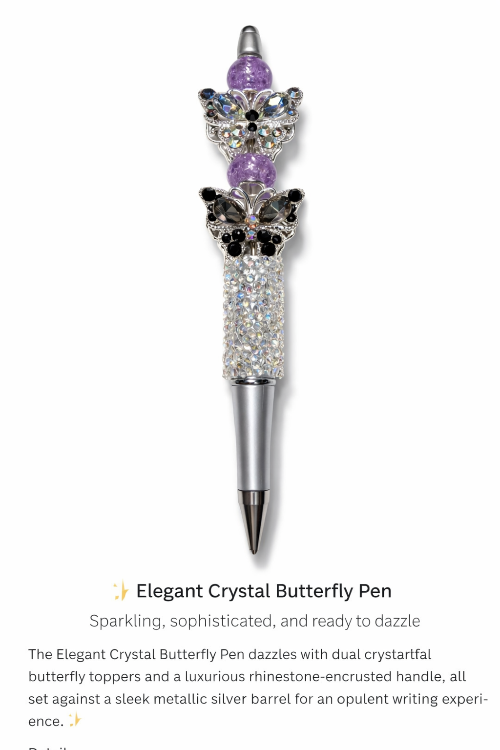 Elegant Crystal Butterfly Pen