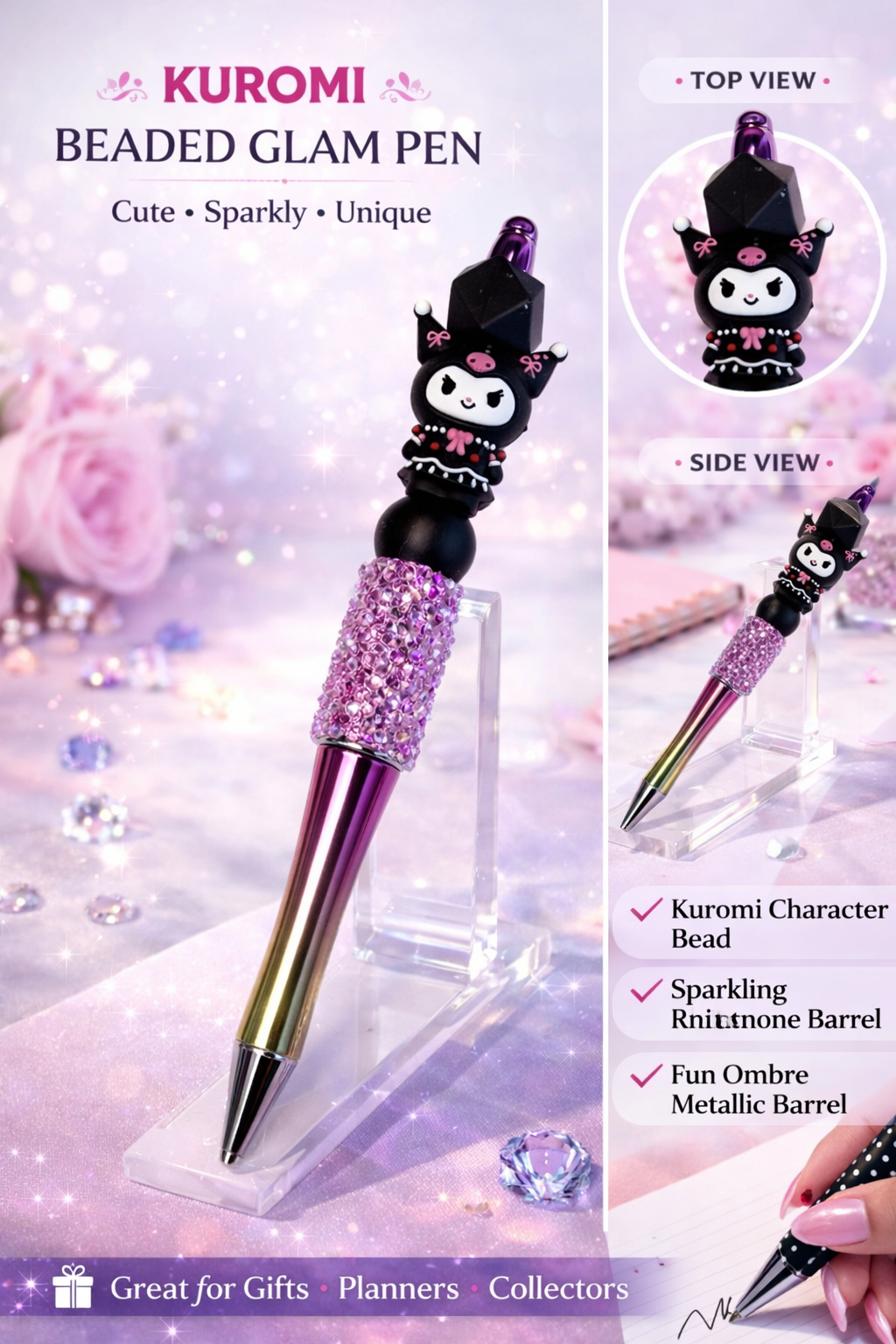 Kuromi-Inspired Glam Beaded Pen
