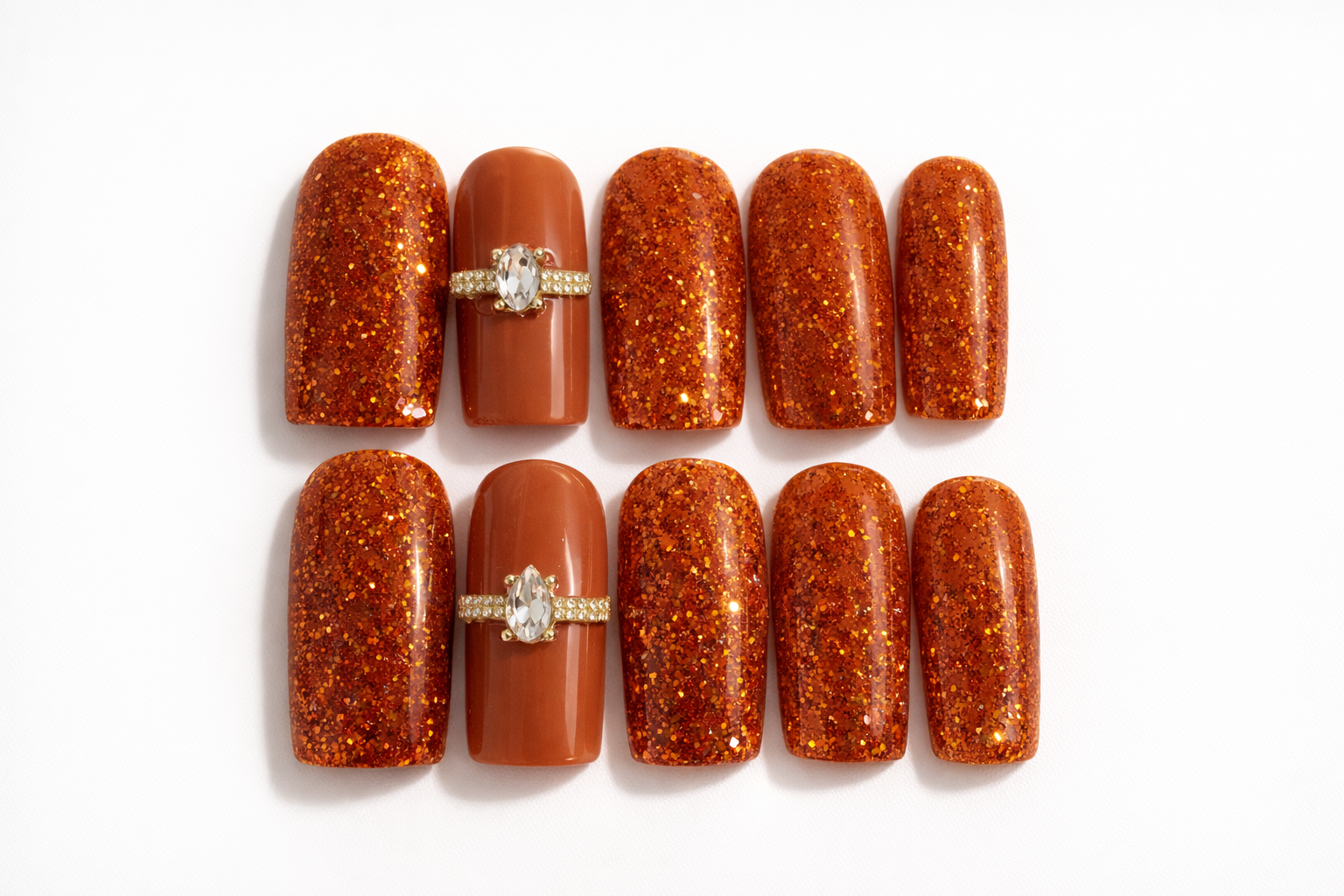 Copper Luxe Hand Painted Press On Nails