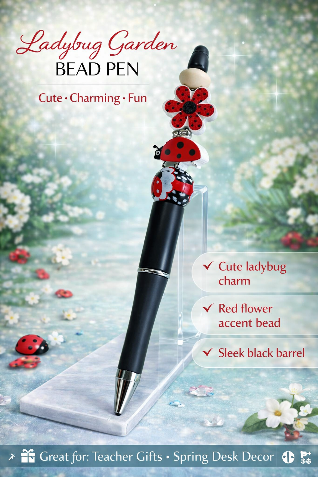 Ladybug Garden Bead Pen